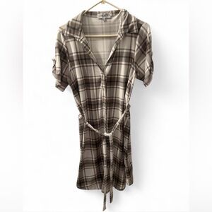 J for Justify Beige Plaid Dress